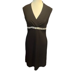 Merona Women's S Empire Waist Black Sleeveless Mini Dress with‎ White Accent